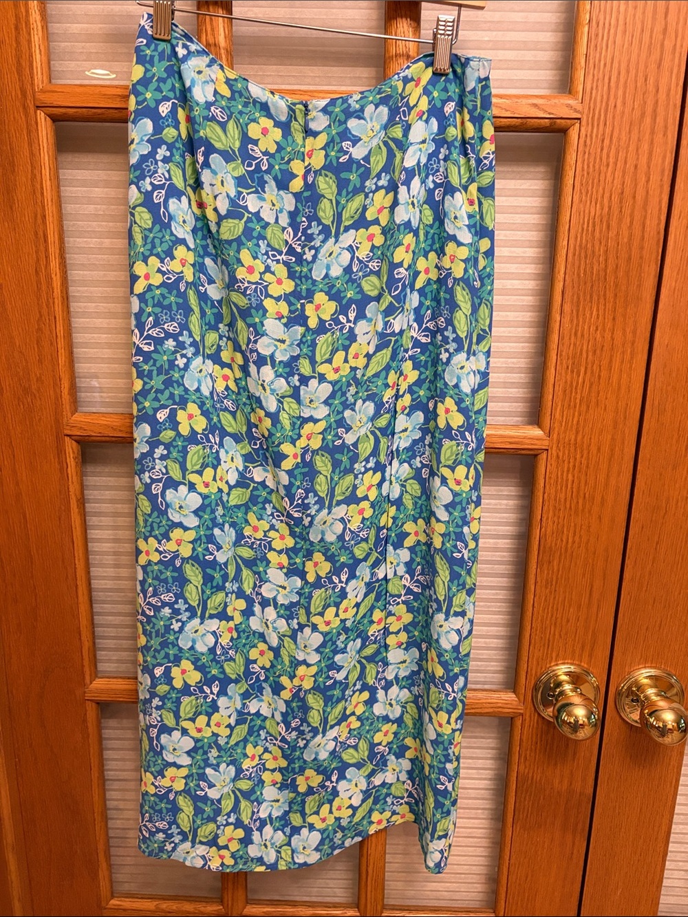 EUC Sigrid Olsen Blue Floral Maxi Skirt with Lime & Pink Accents - Picture 5 of 6